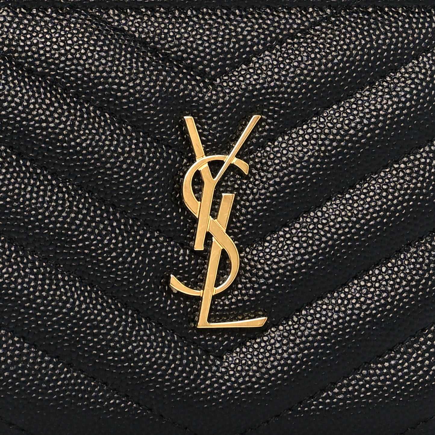 Grain De Poudre Matelasse Chevron Monogram Zipped Card Case Black