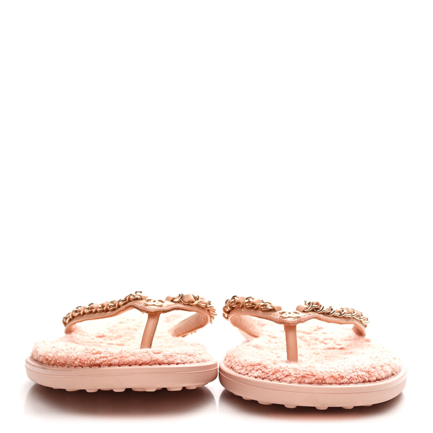 Chanel Lambskin Terry Cloth CC Chain Thong Sandals 37 Pink 3 of 9