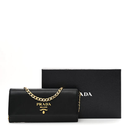 Prada Vitello Move Metal Oro Chain Wallet Black 10 of 10