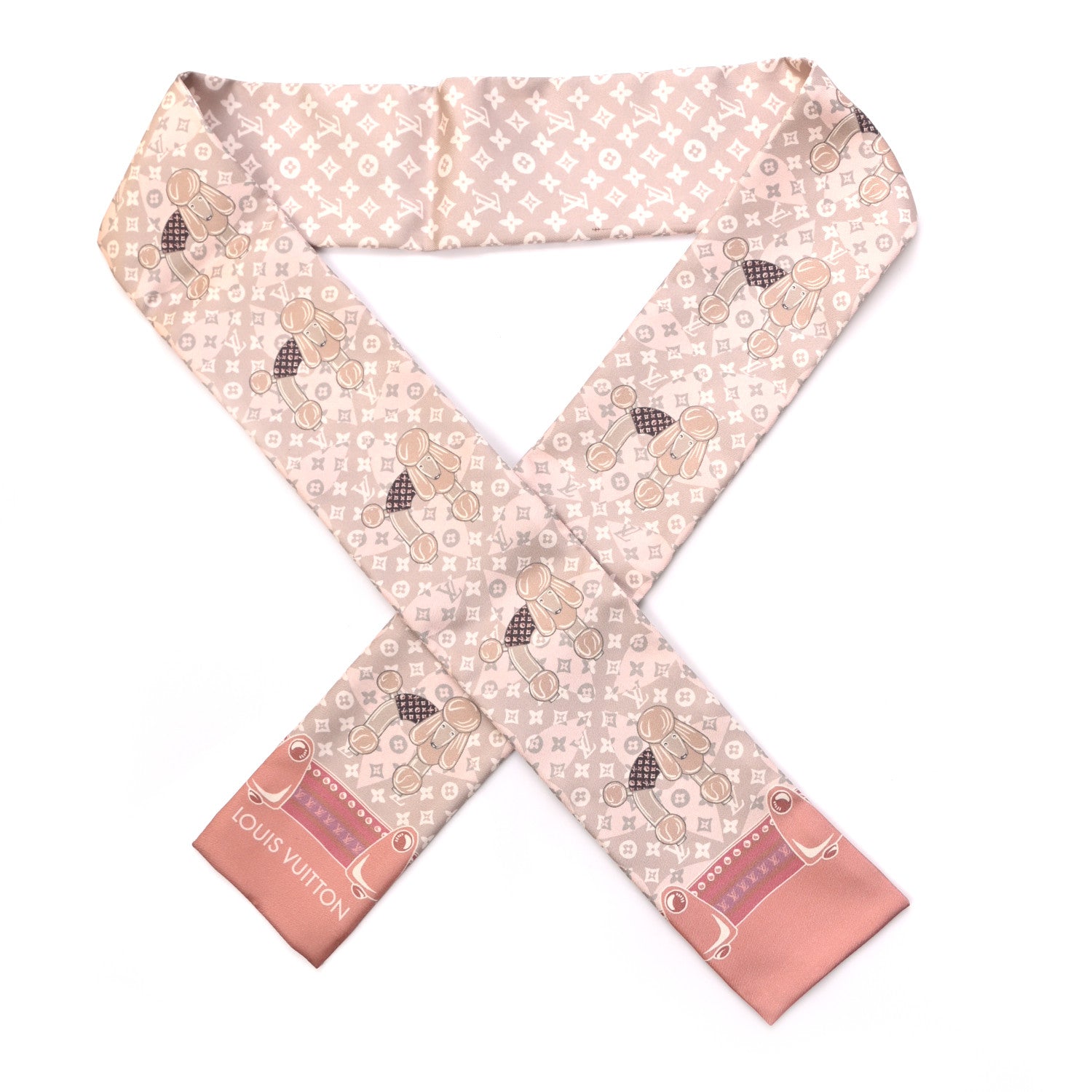 Louis Vuitton Silk Monogram Poodle Animalle Bandeau Rose Pale 1 of 3