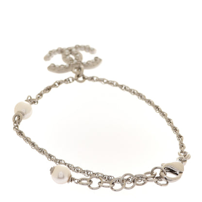 Chanel Pearl Crystal CC Bracelet Silver 3 of 6