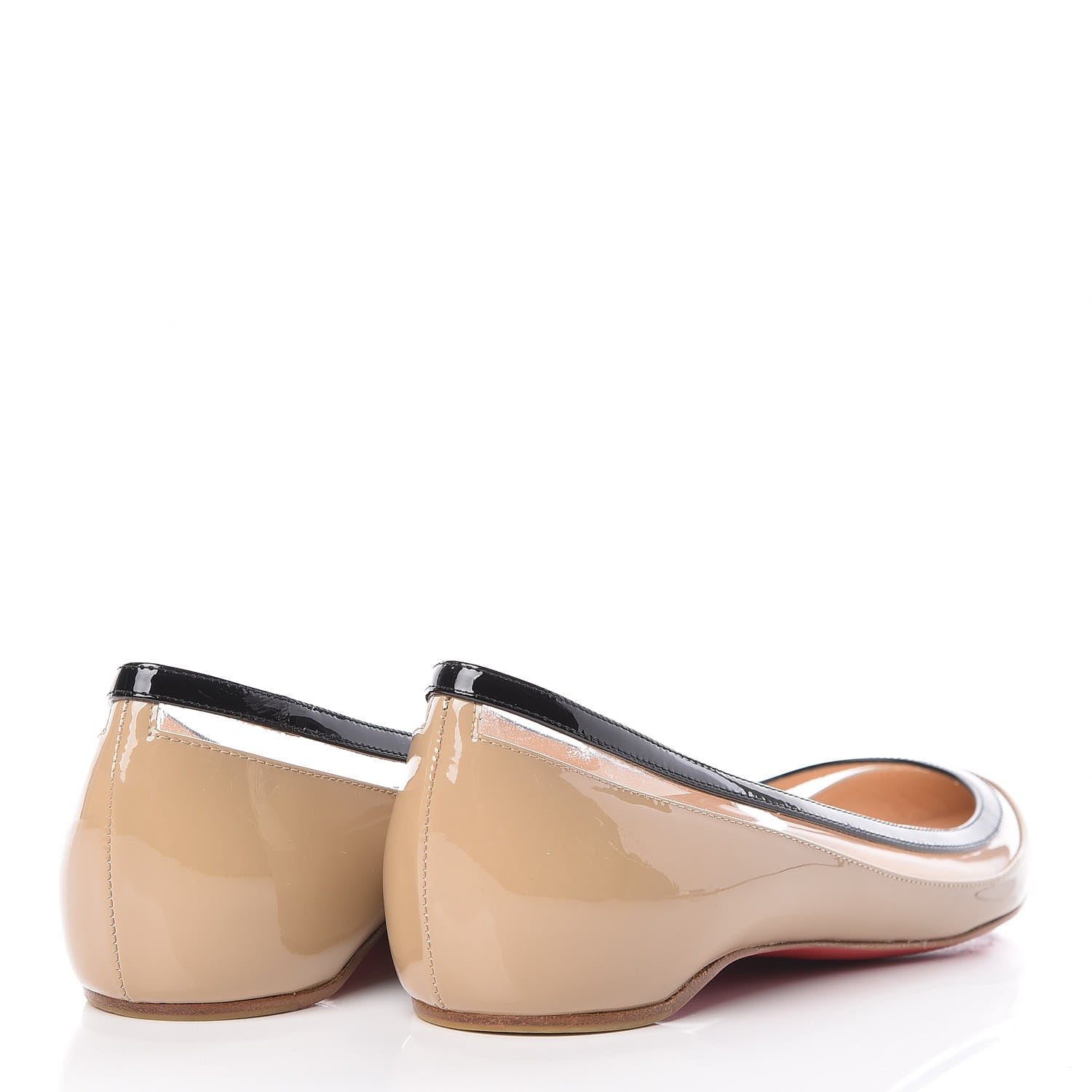 Christian Louboutin Patent PVC Paulina Flats 35.5 Beige Black 4 of 9