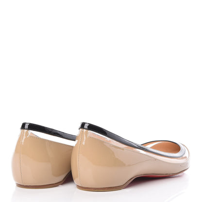 Christian Louboutin Patent PVC Paulina Flats 35.5 Beige Black 4 of 9