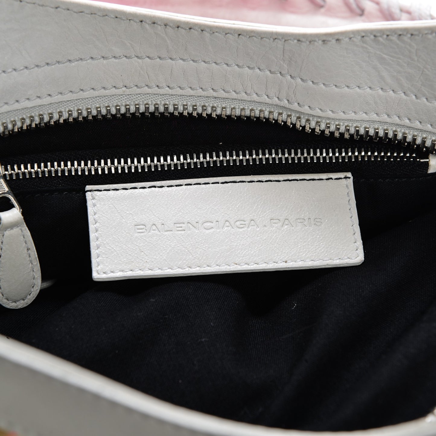 Agneau Canvas Floral Giant 21 Silver Hardware City White