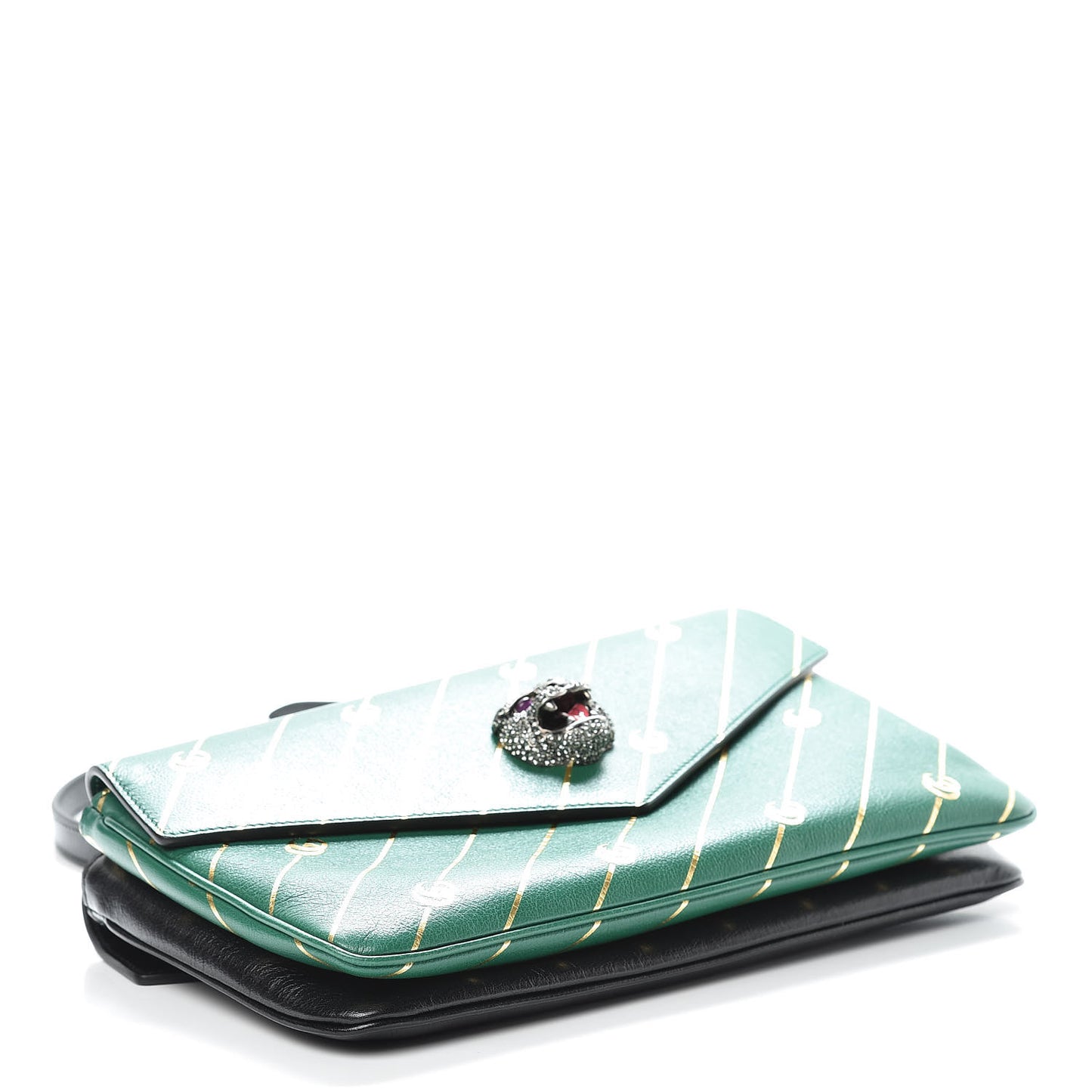 Calfskin Diagonal GG Medium Thiara Double Envelope Shoulder Bag Emerald Green Black
