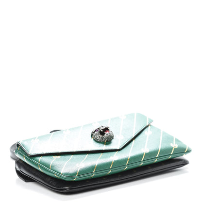 Gucci Calfskin Diagonal GG Medium Thiara Double Envelope Shoulder Bag Emerald Green Black 4 of 11