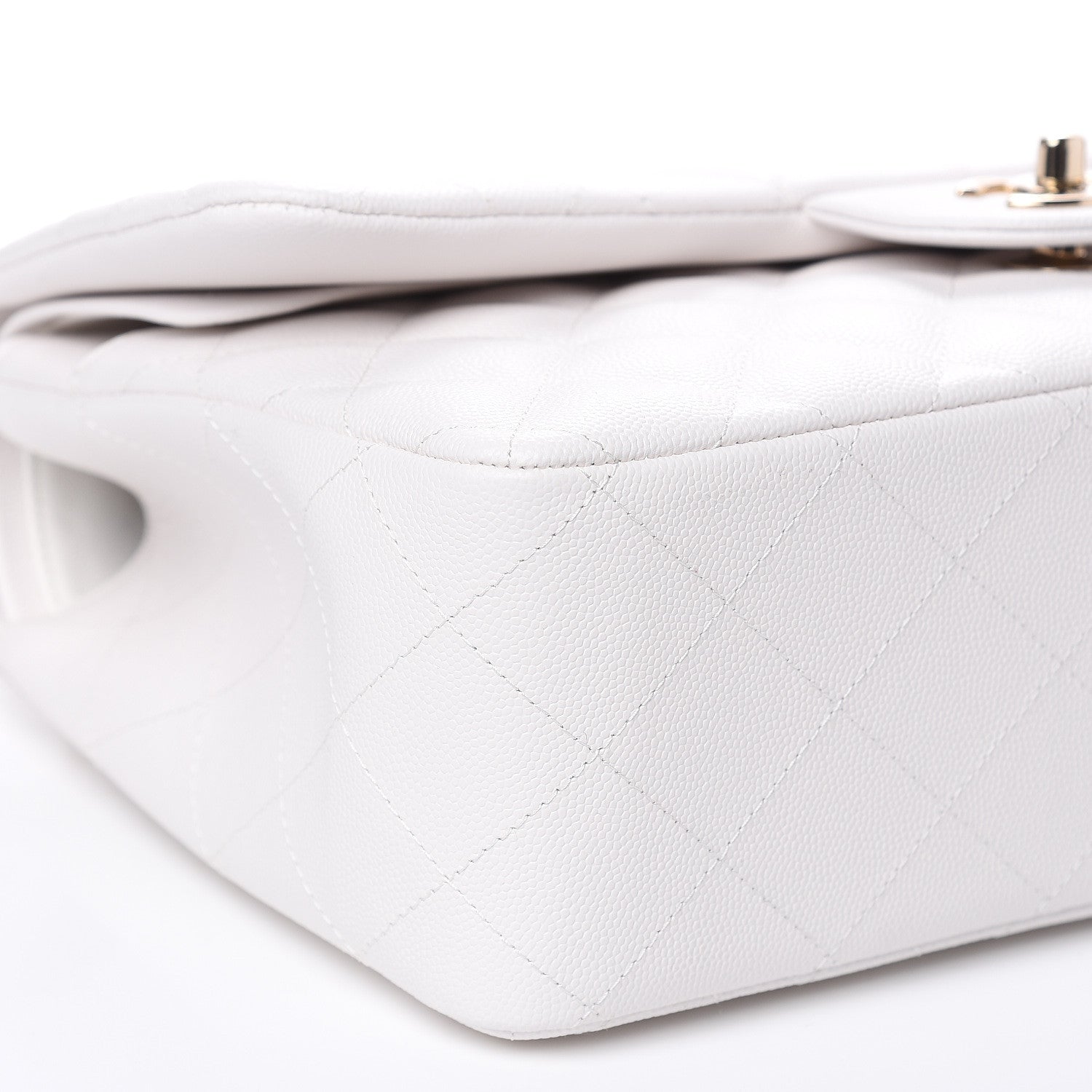 Chanel Caviar Quilted Jumbo Double Flap White 8 of 10