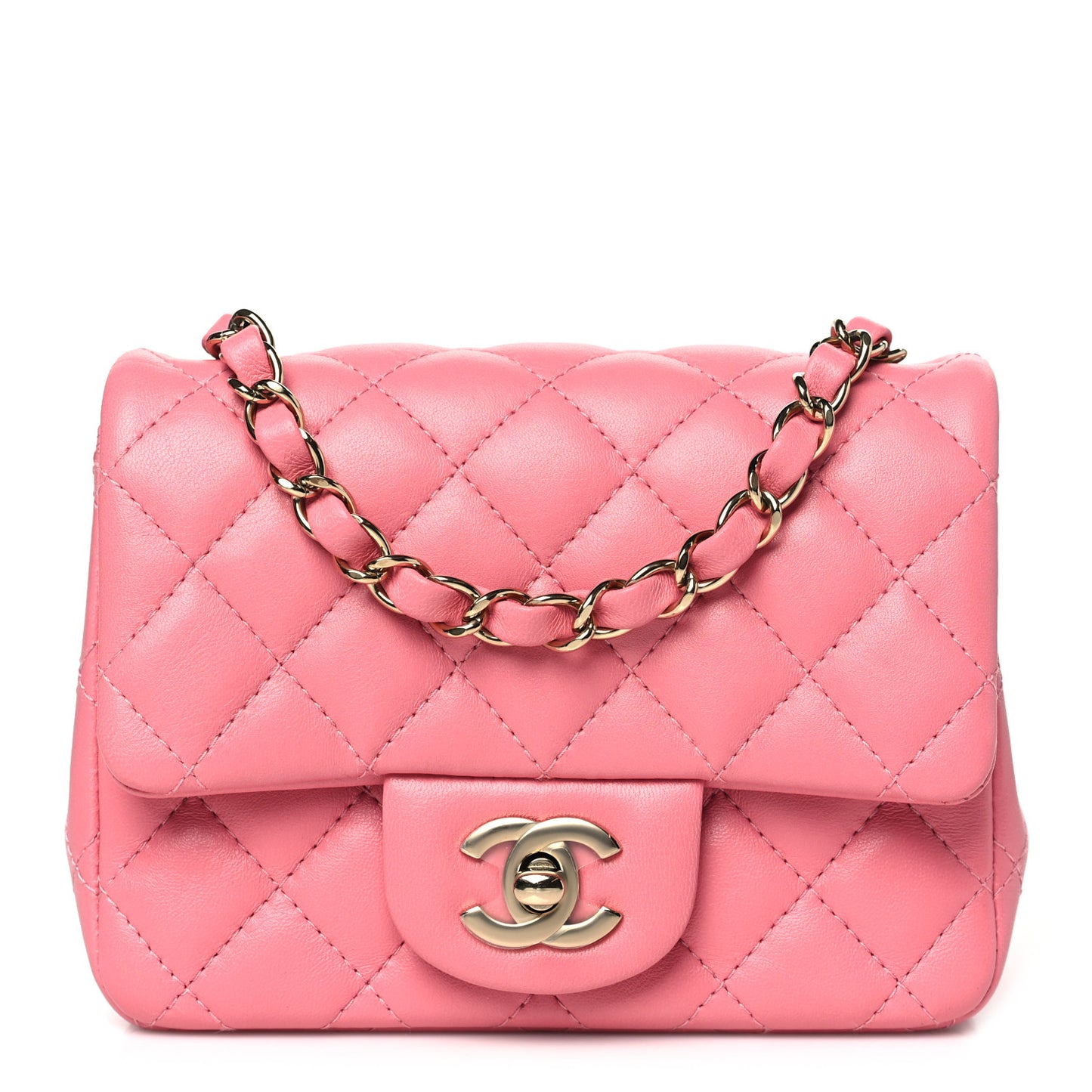 Lambskin Quilted Mini Square Flap Pink