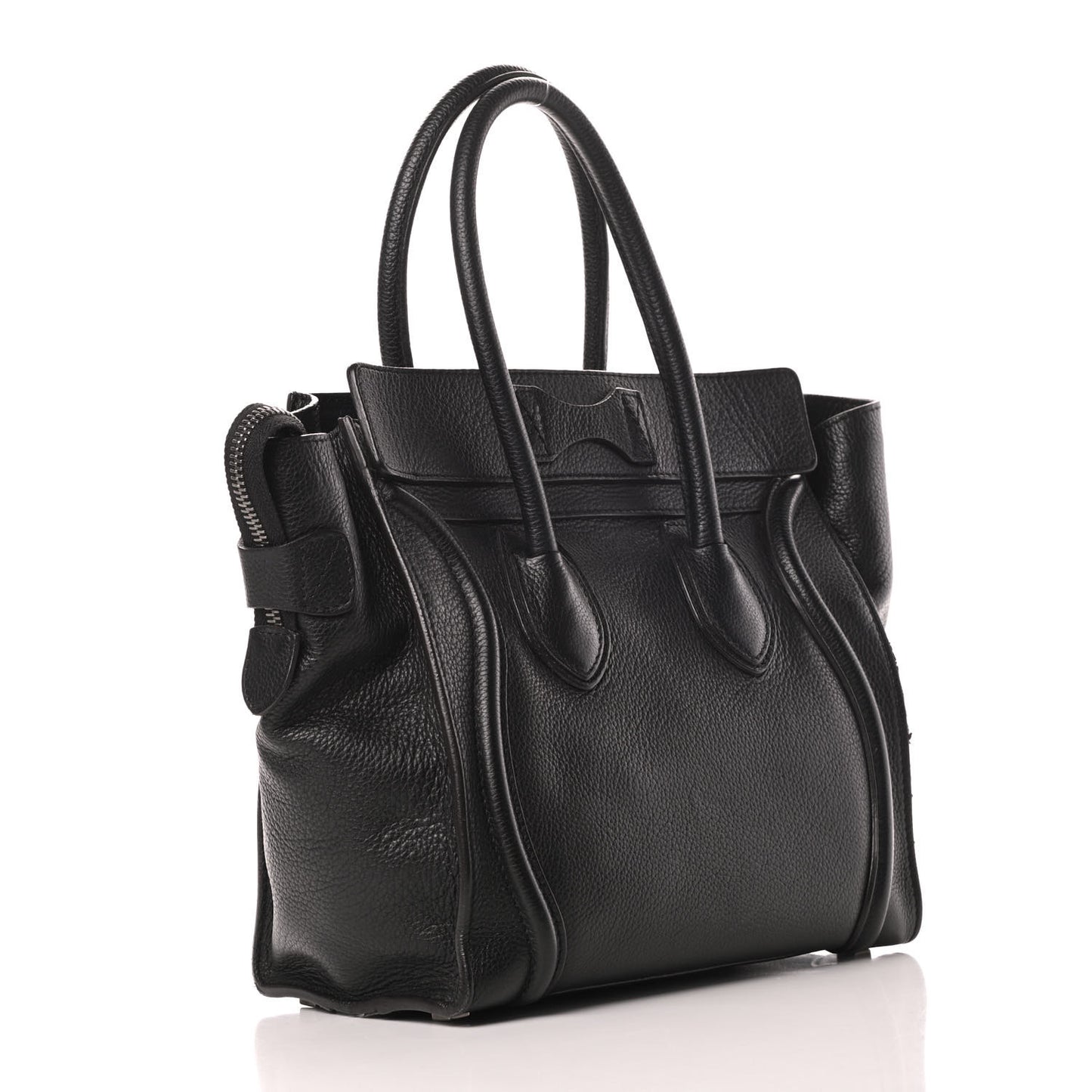 Drummed Calfskin Micro Luggage Black