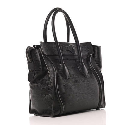 Celine Drummed Calfskin Micro Luggage Black 3 of 17
