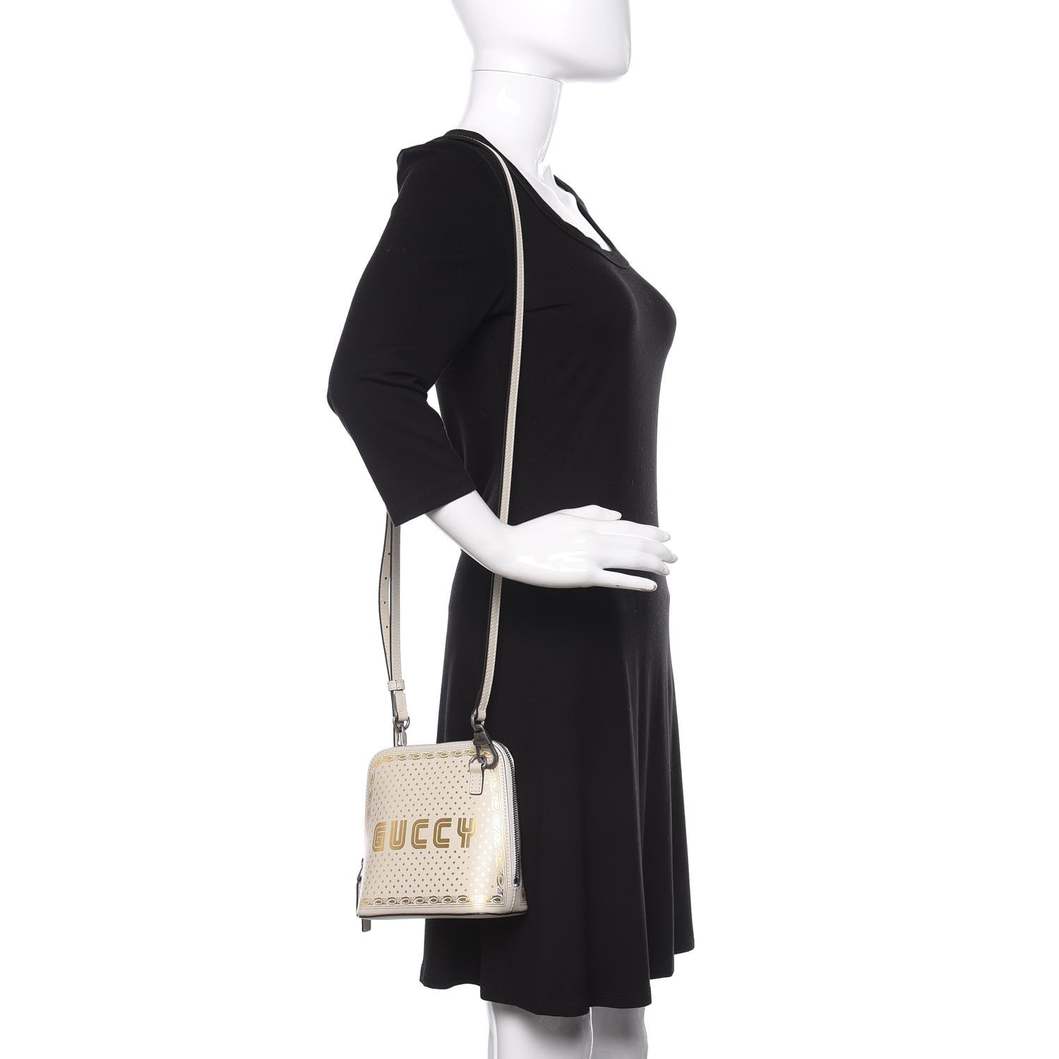 Gucci X SEGA Calfskin GUCCY Stars Mini Dome Shoulder Bag Mystic White Gold 2 of 10
