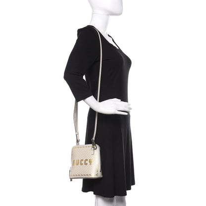 Gucci X SEGA Calfskin GUCCY Stars Mini Dome Shoulder Bag Mystic White Gold 2 of 10