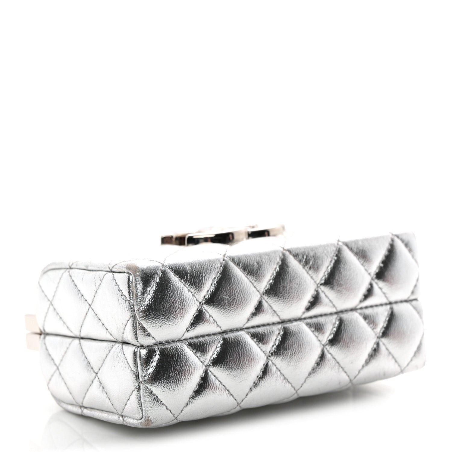Chanel Metallic Calfskin Quilted Box Crossbody Silver 4 of 11