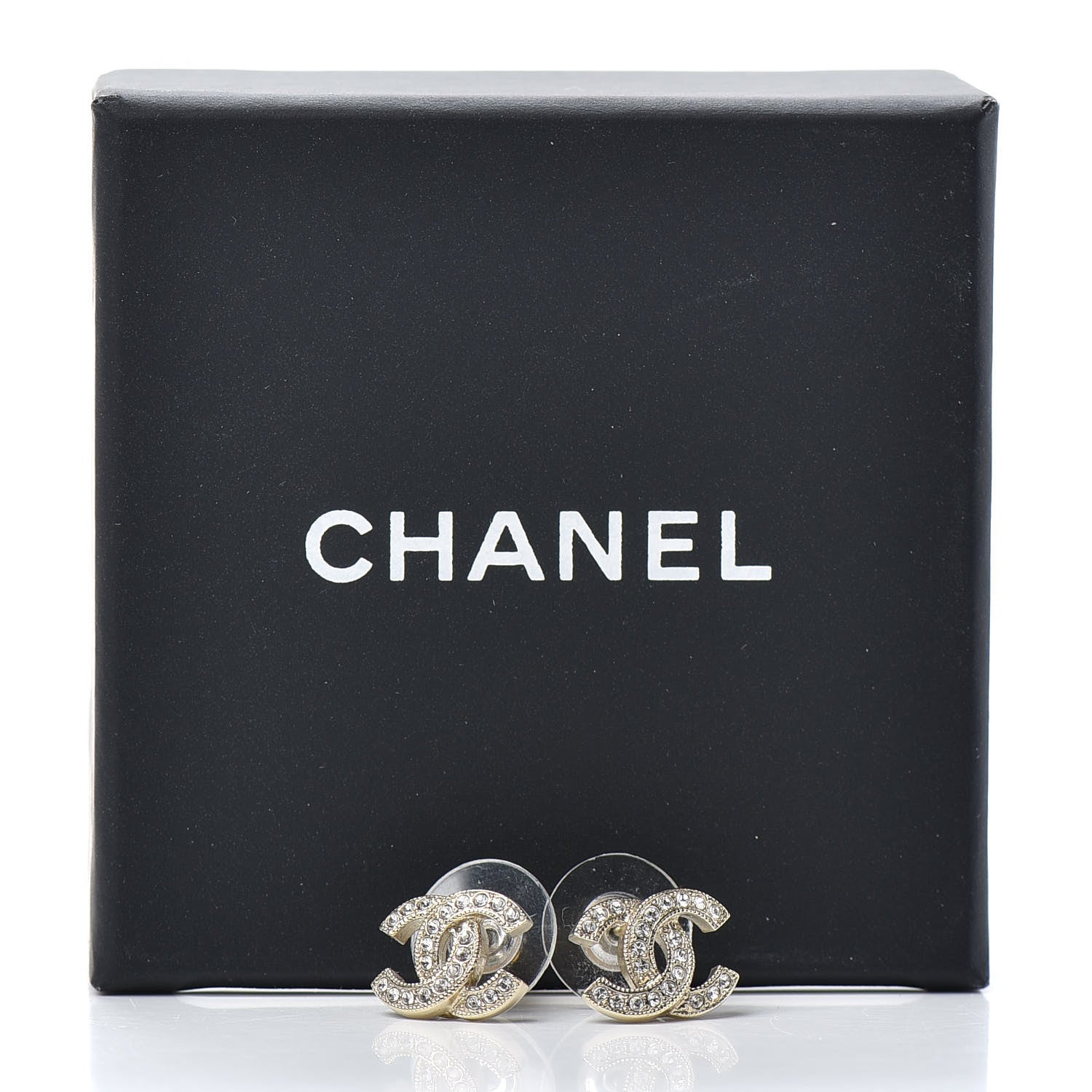 Chanel Crystal CC Earrings Gold 5 of 5