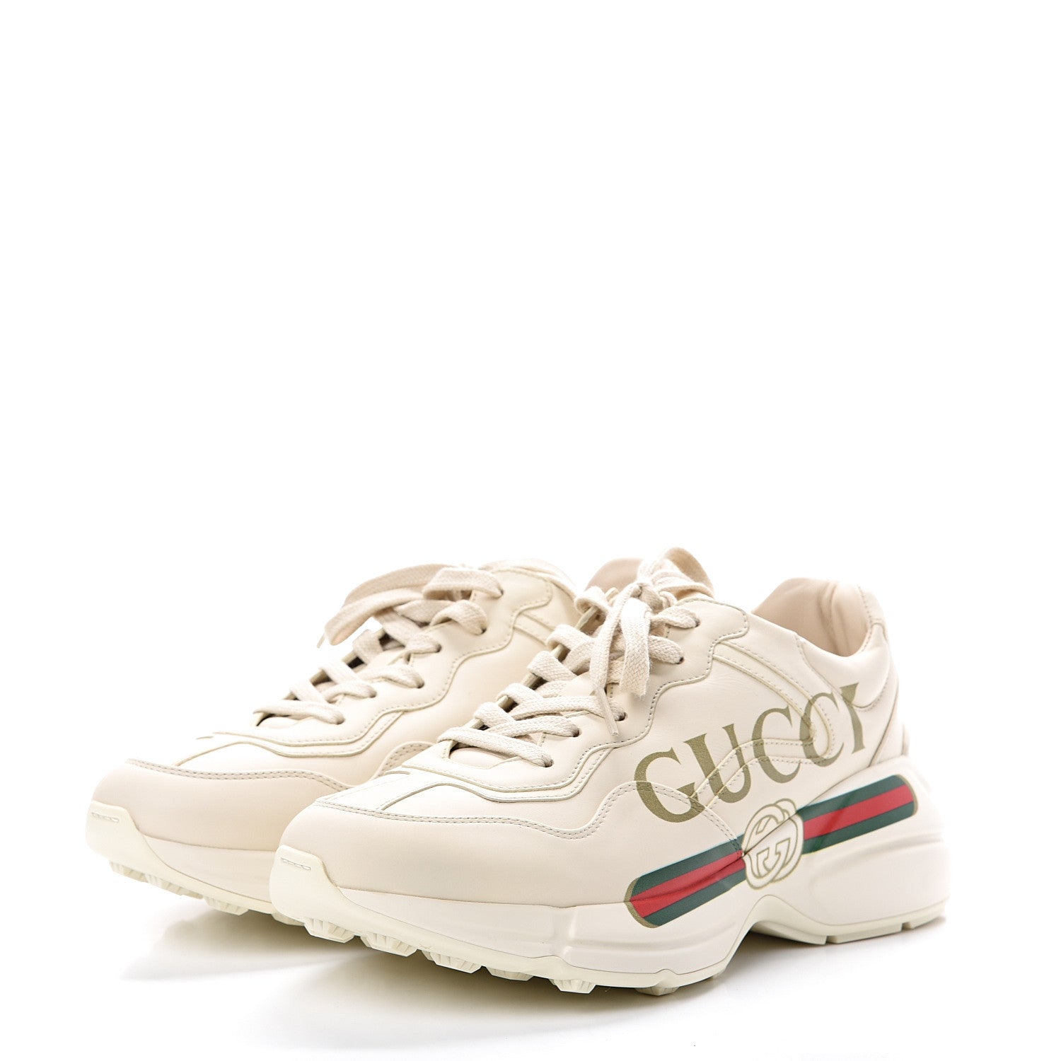 Gucci Calfskin Logo Womens Rhyton Sneakers 39 Ivory 3 of 7