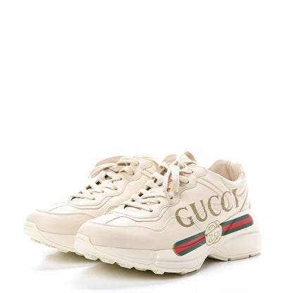 Gucci Calfskin Logo Womens Rhyton Sneakers 39 Ivory 3 of 7