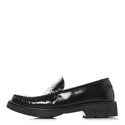 Saint Laurent Glazed Calfskin Chunky Le Loafer Penny Slippers 37 Black 1 of 9