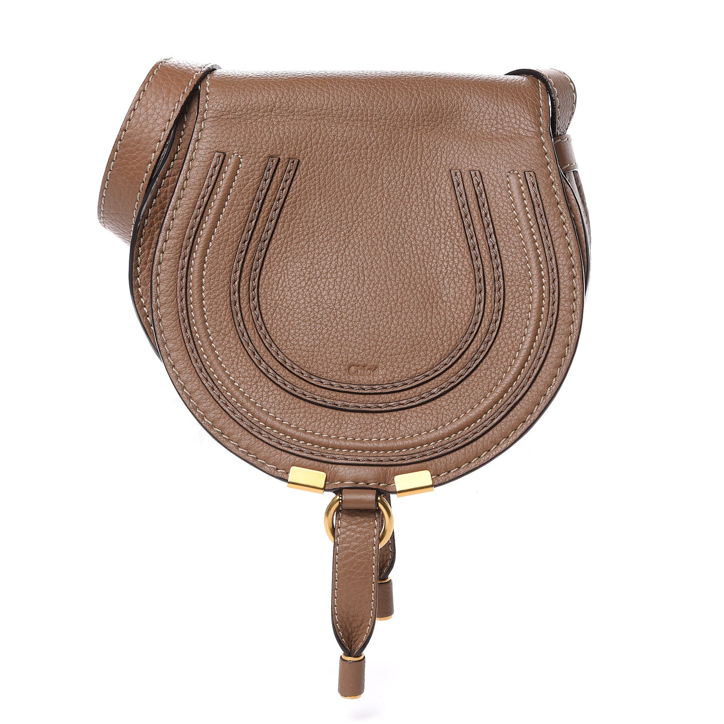 Calfskin Mini Marcie Round Crossbody Bag Nut
