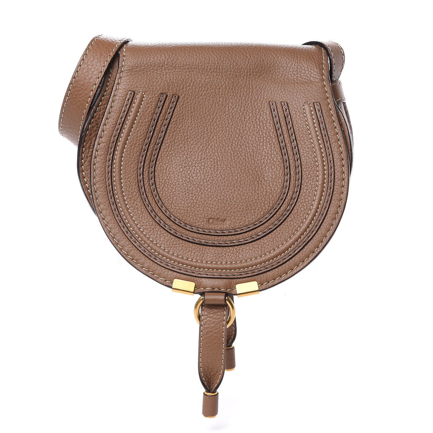 Chloe Calfskin Mini Marcie Round Crossbody Bag Nut 1 of 9