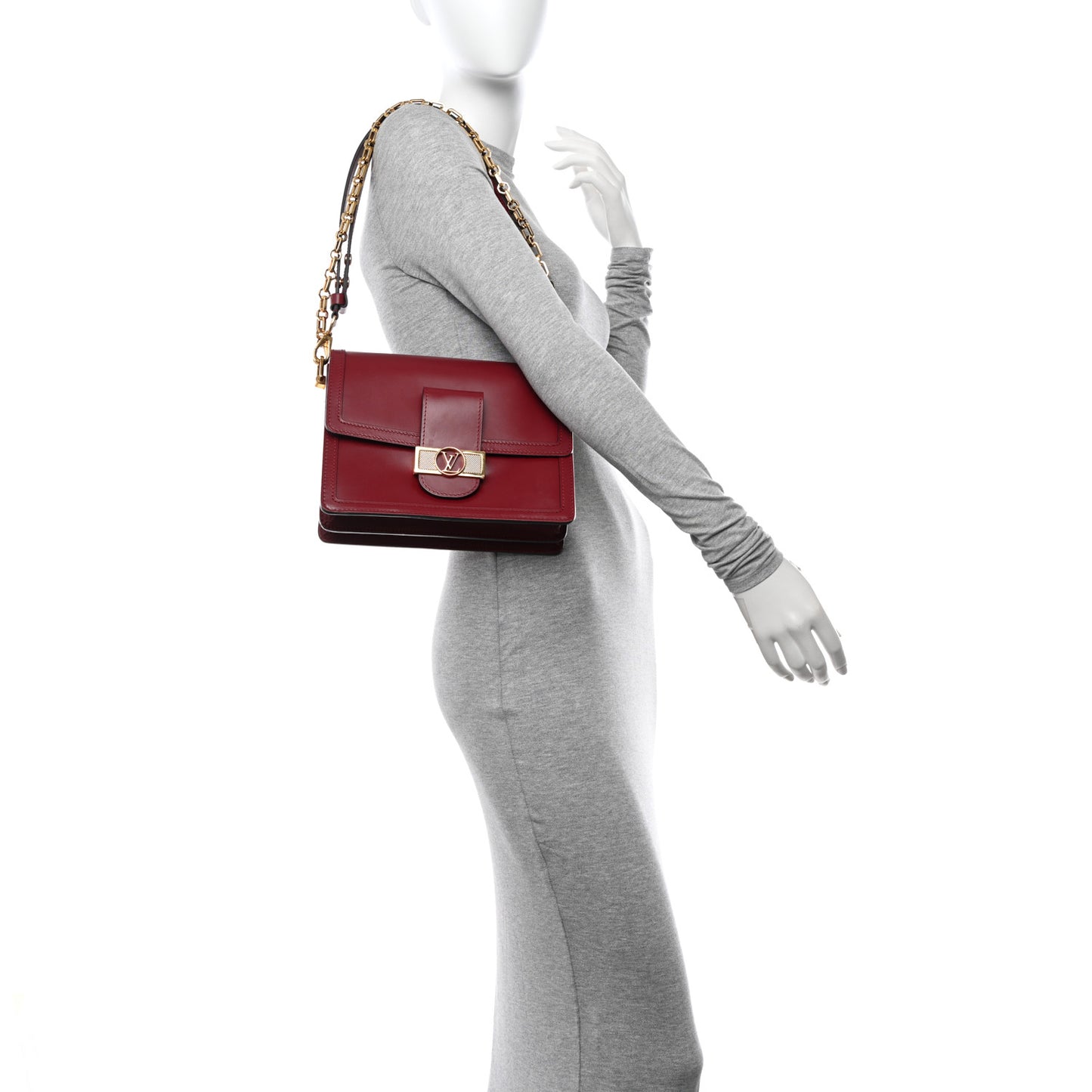 LOUIS VUITTON Smooth Calfskin Dauphine MM Cherry Berry