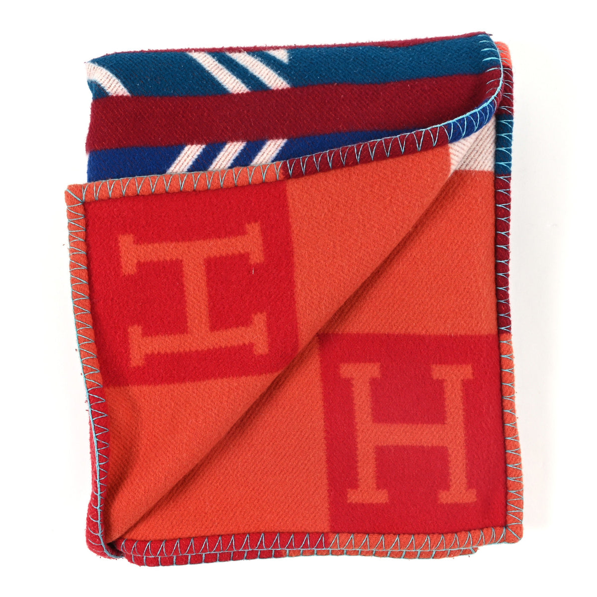 Wool Cashmere Plaid Avalon Jump'H Blanket Carmin Grenat