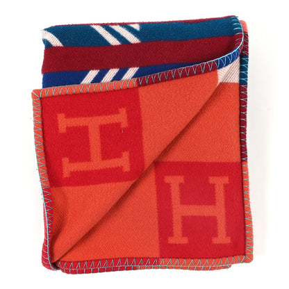 Hermes Wool Cashmere Plaid Avalon Jump'H Blanket Carmin Grenat 2 of 3