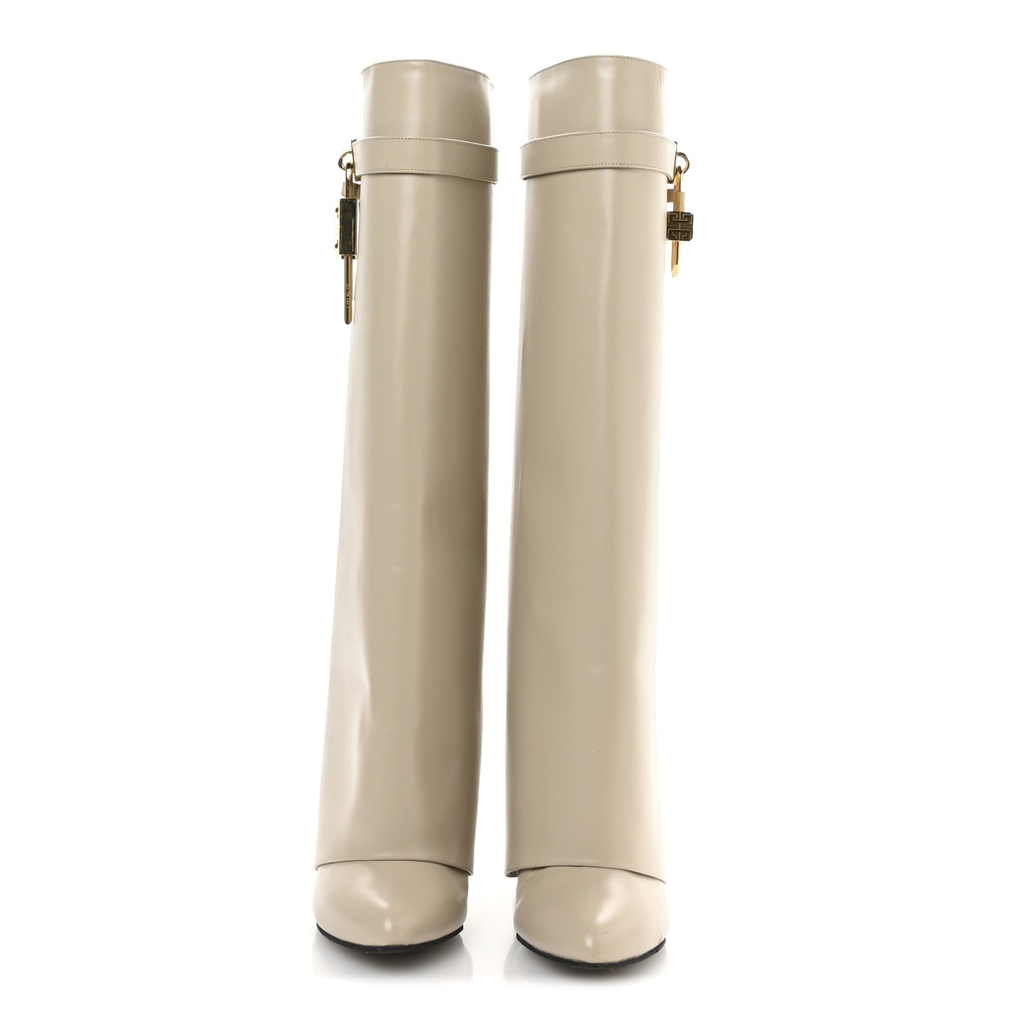 Box Calfskin Shark Lock Pant Boots 38.5 Natural Beige