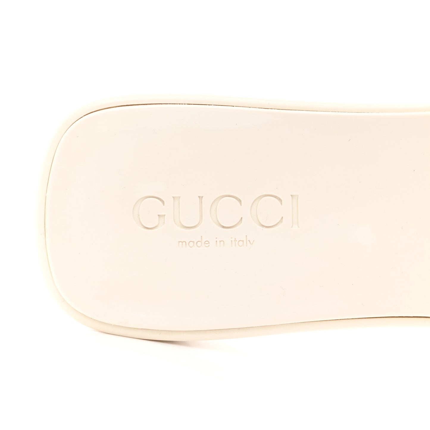 Rubber Gucci Logo Womens Platform 20/60mm Slide Sandals 38 Mystic White