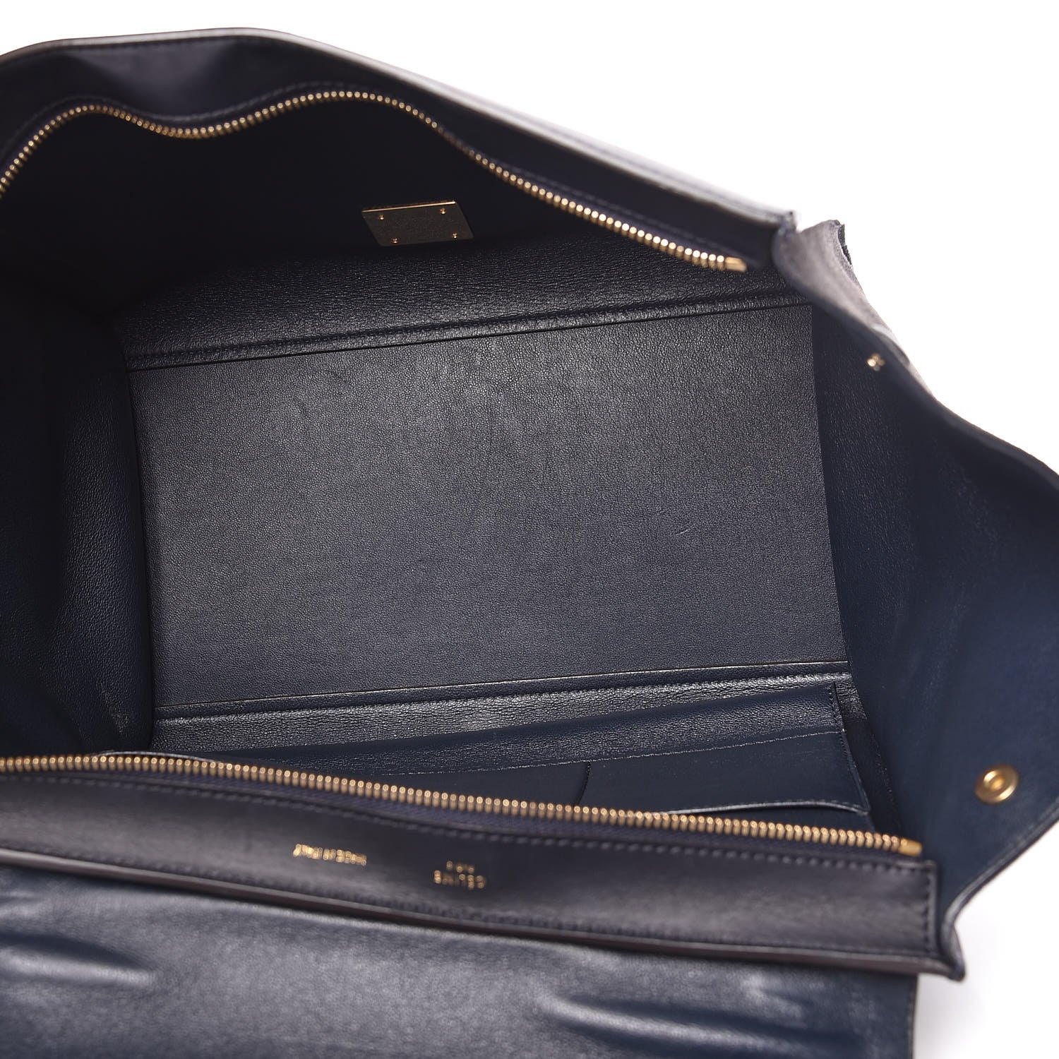 Celine Smooth Calfskin Suede Medium Trapeze Navy 5 of 17