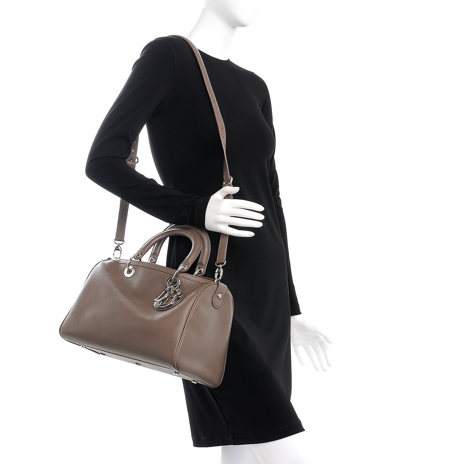 Christian Dior Smooth Deerskin Granville Polochon Dove Grey 2 of 8