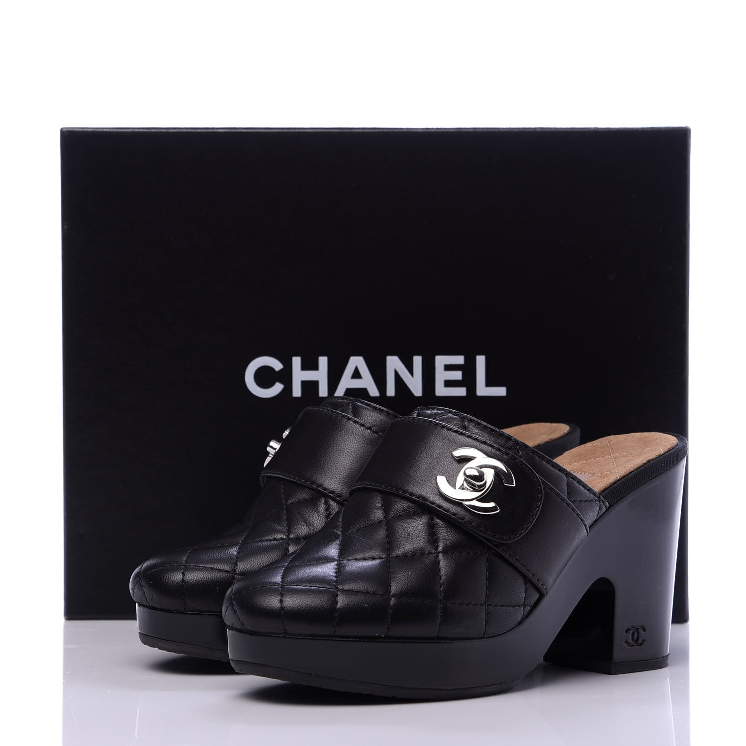 Chanel Lambskin Quilted CC Mules 36 Black 8 of 8