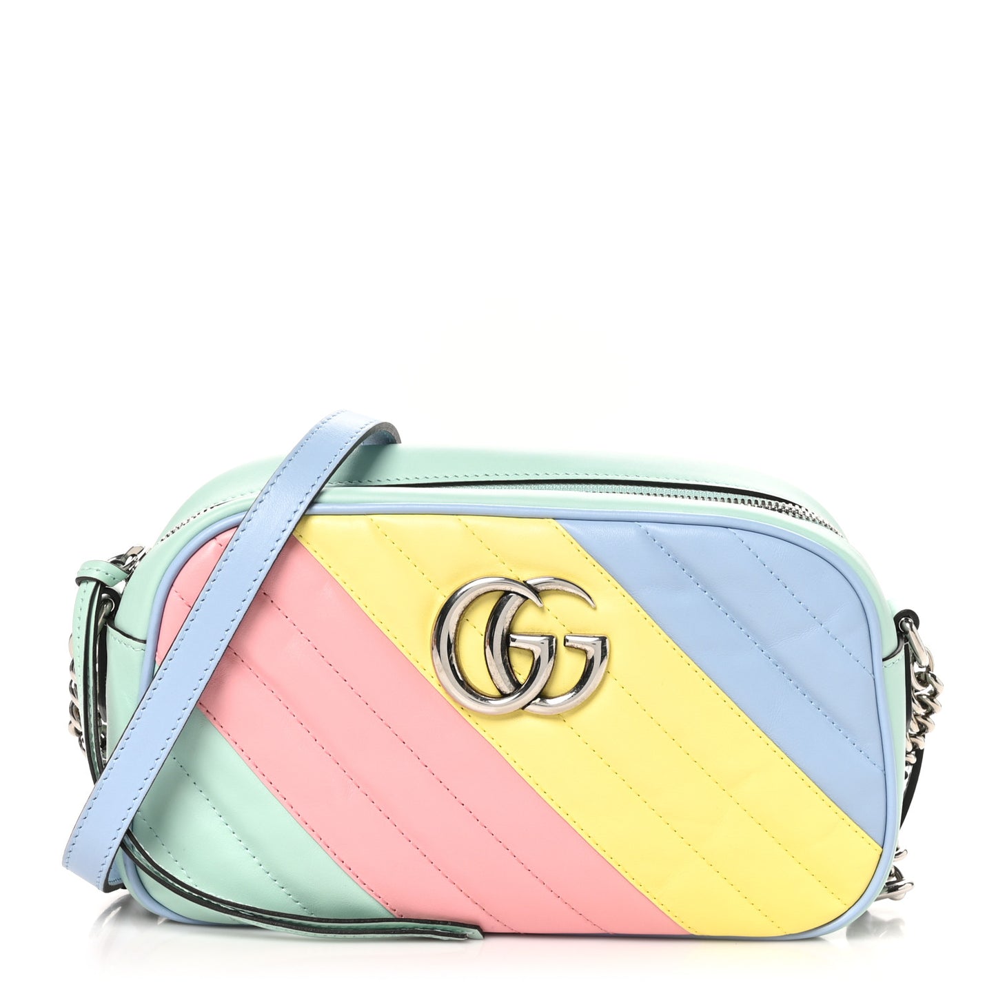 Calfskin Matelasse Diagonal Small GG Marmont Chain Shoulder Bag Multicolor Pastel