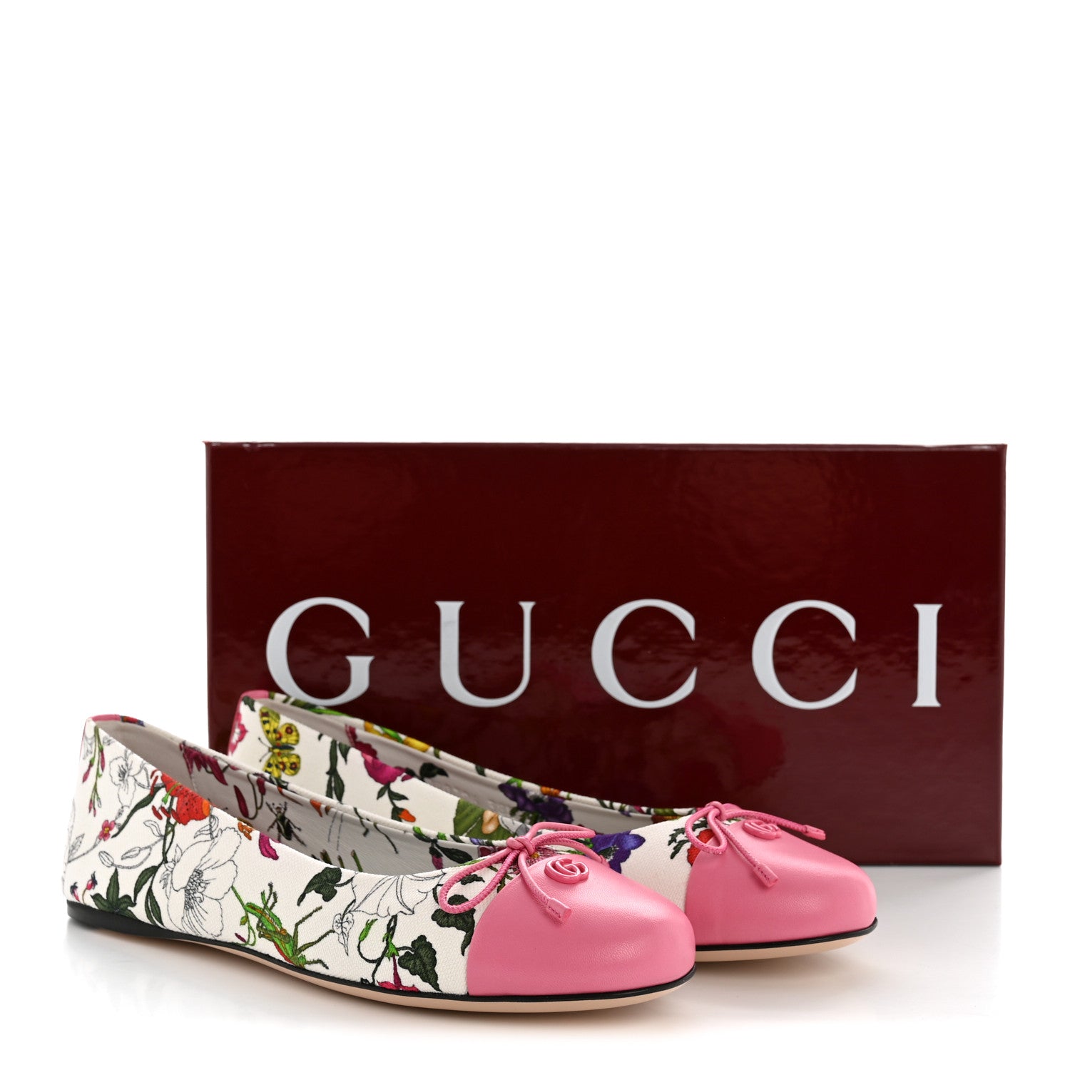 Gucci Sepang Flora Faded Canvas GG Marmont Ballerina Flats 38.5 White Multicolor Knit Rose 11 of 11