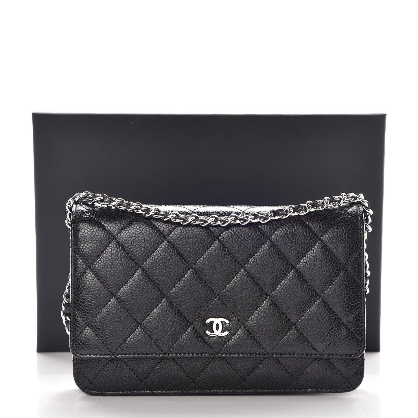 Caviar Quilted Wallet On Chain WOC Black
