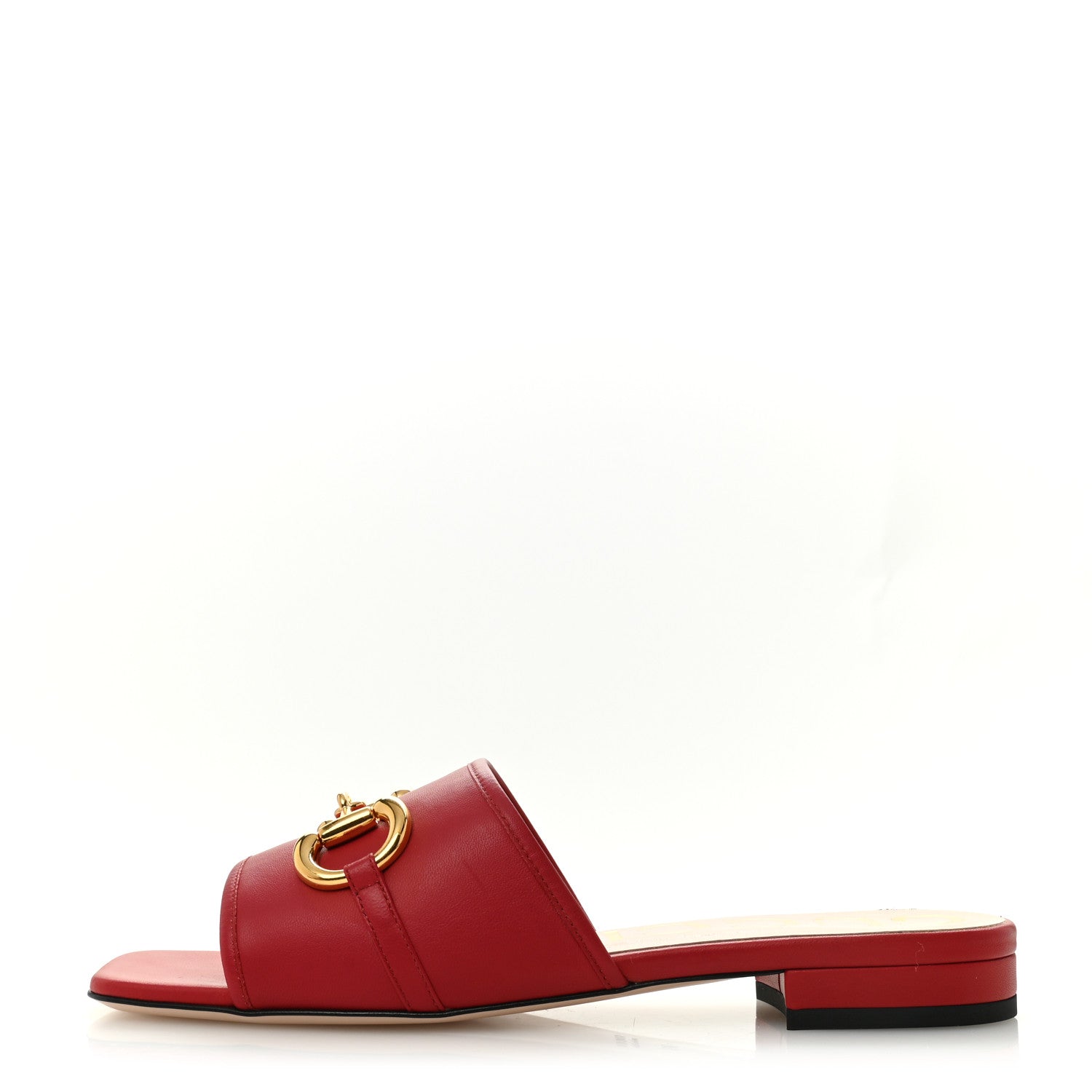 Gucci Nappa Horsebit Flat Slide Sandals 39 Red Blood 1 of 10