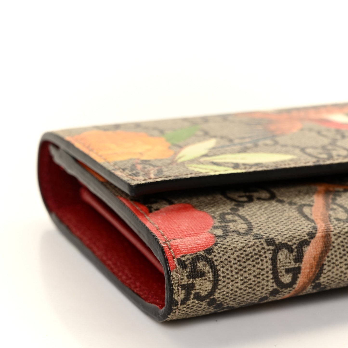 GG Supreme Monogram Tian Continental Wallet Beige Multicolor Red