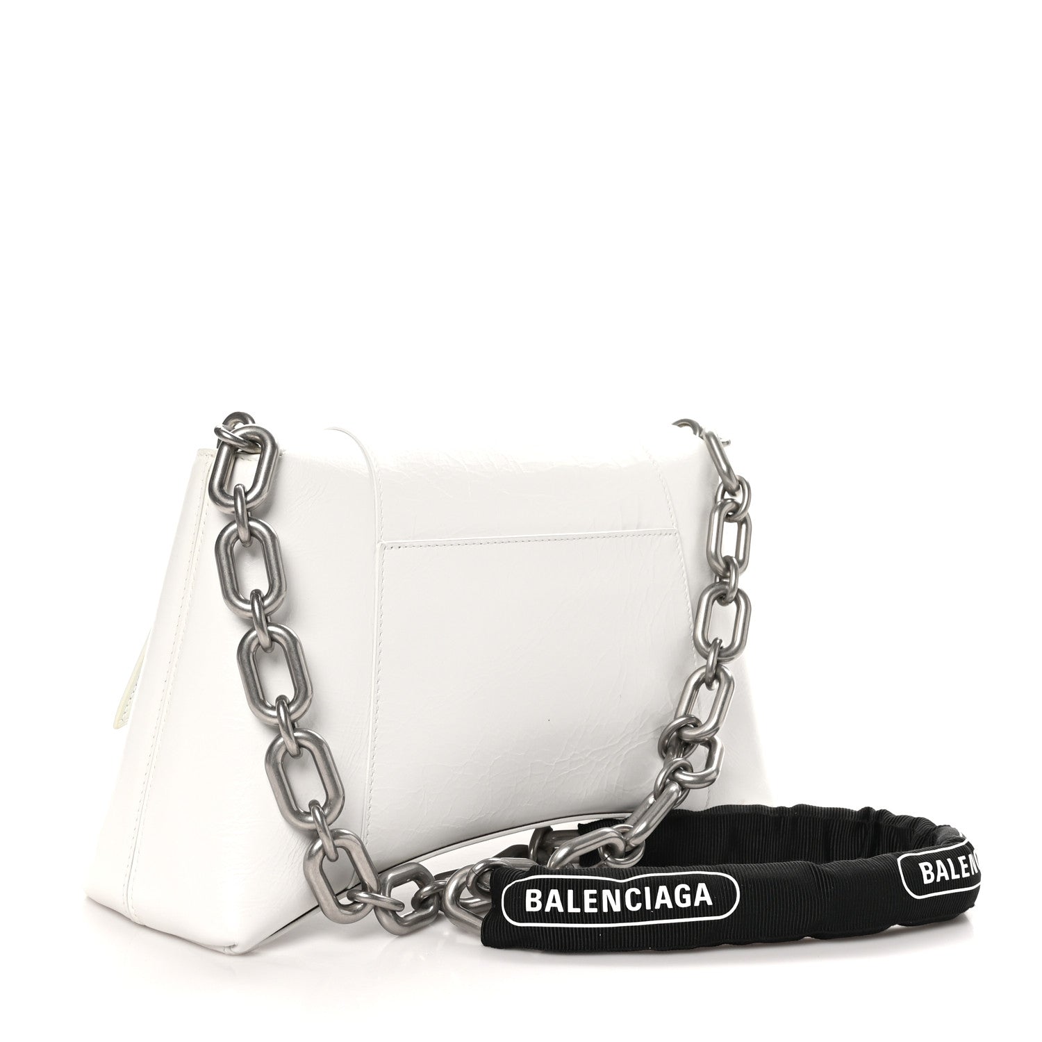 Balenciaga Calfskin S Downtown Chain Shoulder Bag White Black 3 of 10