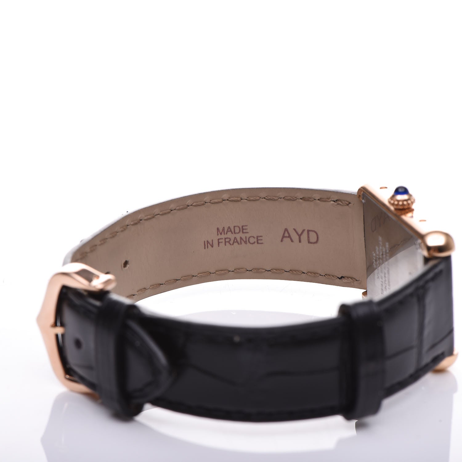 Cartier Stainless Steel 18K Pink Gold Alligator 24mm Tank Solo Quartz Watch Brown 5 of 7