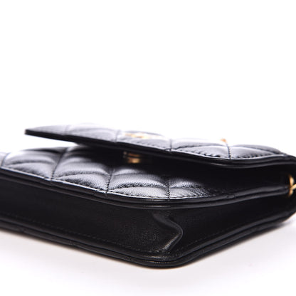 Chanel Lambskin Quilted Pearl Crush Clutch With Chain Black 9 of 10