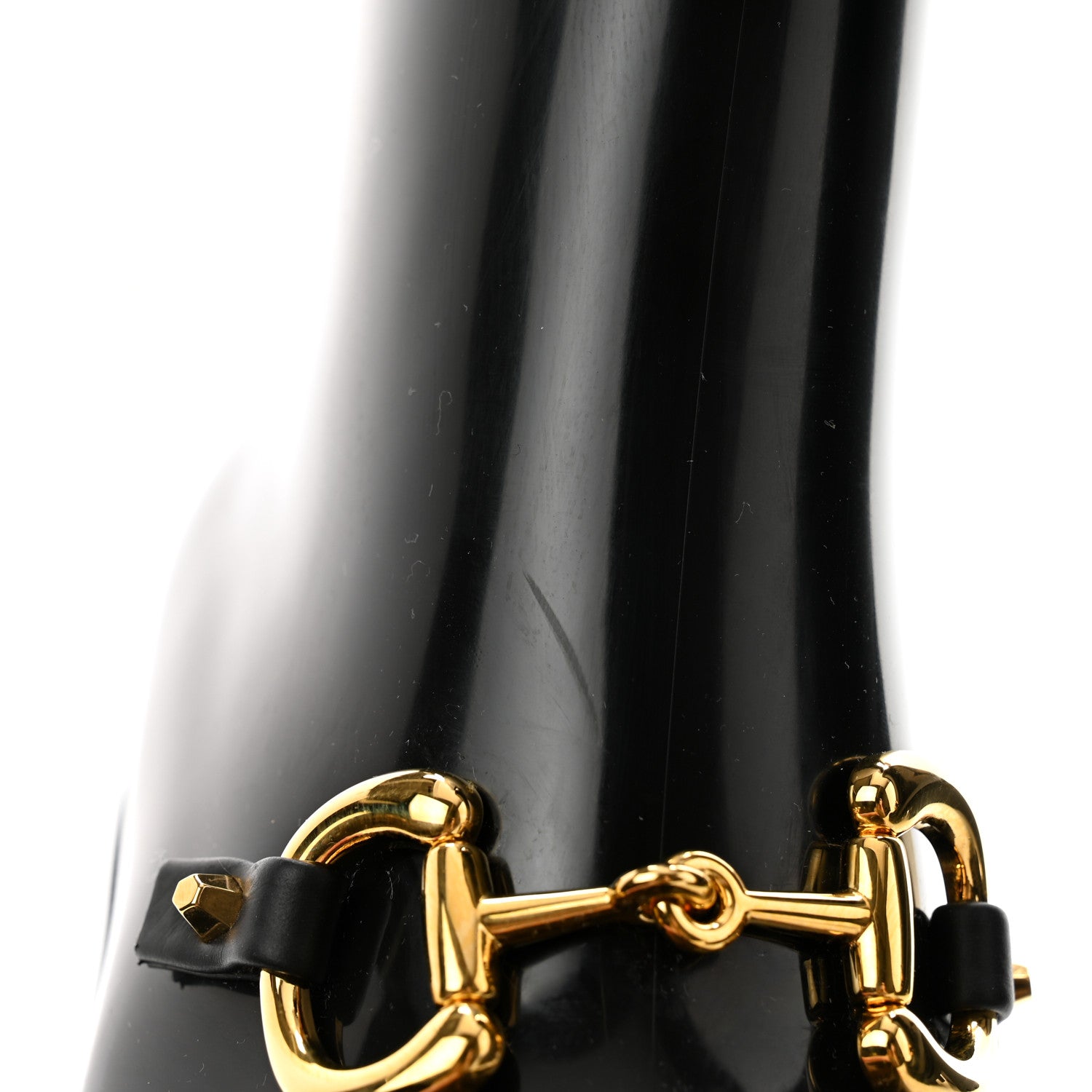 Gucci Rubber Horsebit Knee High Boots 39 Black 8 of 9