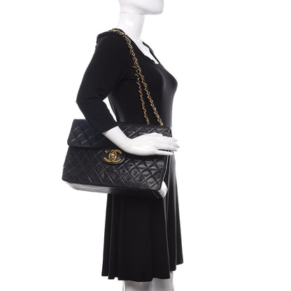 Chanel Lambskin Quilted XL Jumbo Single Flap Black 2 of 14