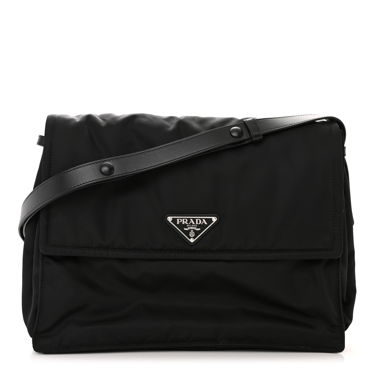 Prada Re-Nylon Vitello Padded Large Flap Shoulder Bag Black 1 of 13