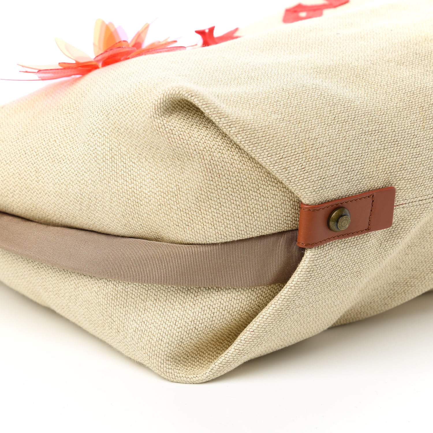 Lanvin Canvas Applique Flower Tote Beige 6 of 10
