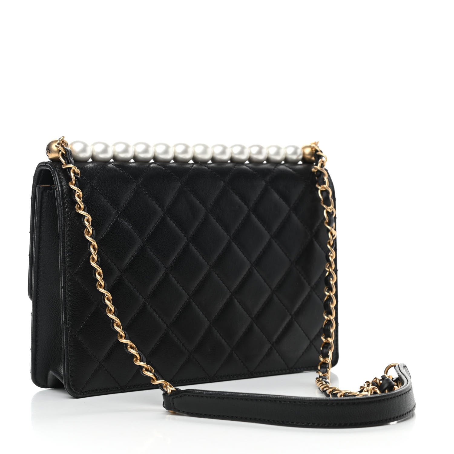 Chanel Lambskin Quilted Small Chic Pearls Flap Black 3 of 13