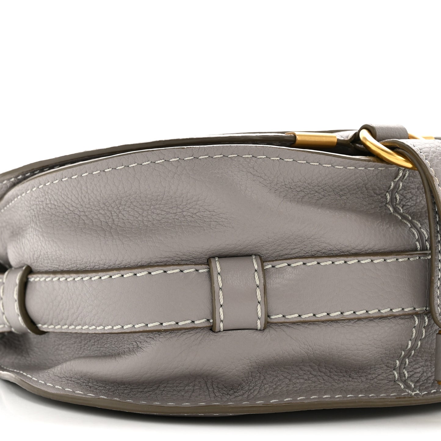 Grained Calfskin Small Marcie Saddle Bag Cashmere Grey