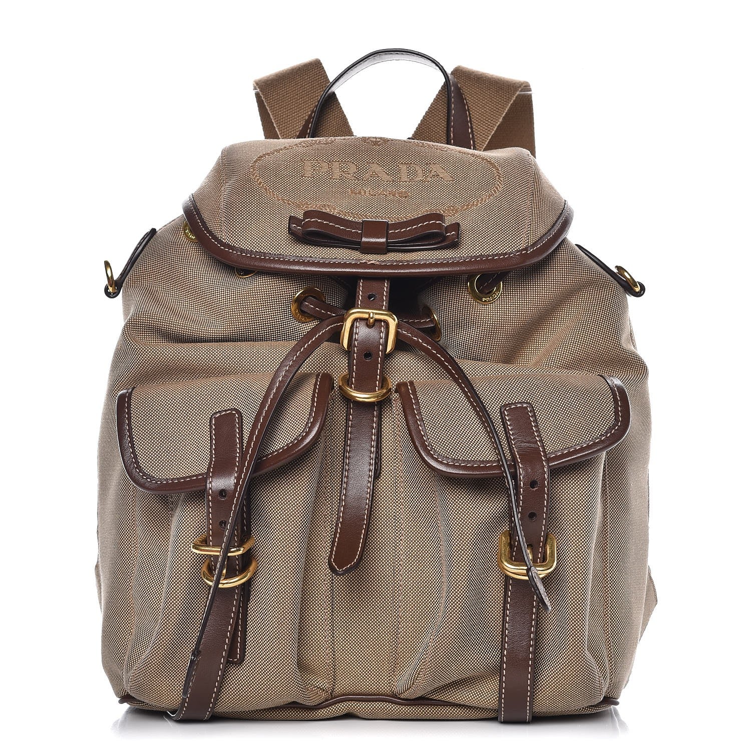 Prada Jacquard Logo Rucksack Backpack Corda Bruciato 1 of 8