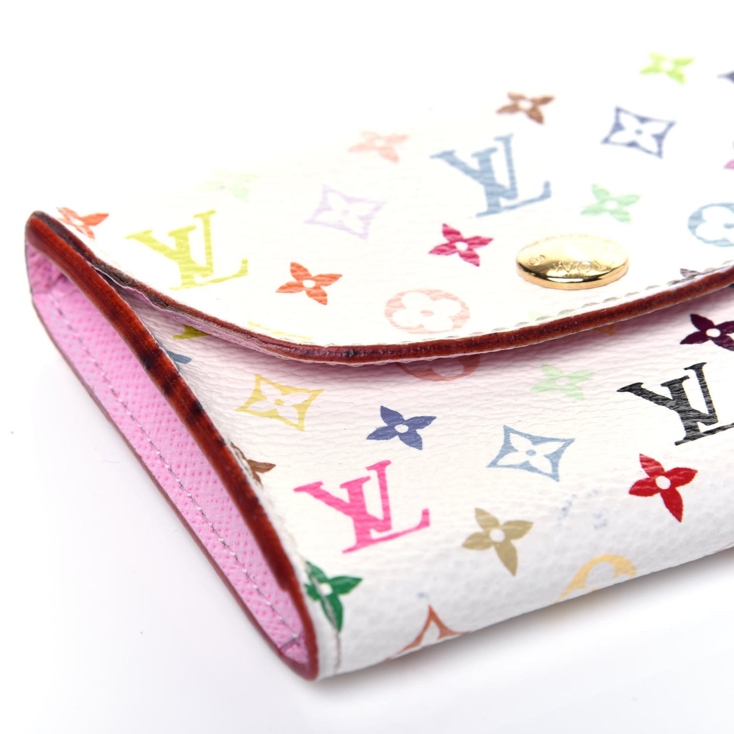 Monogram Multicolor Business Card Holder White Litchi