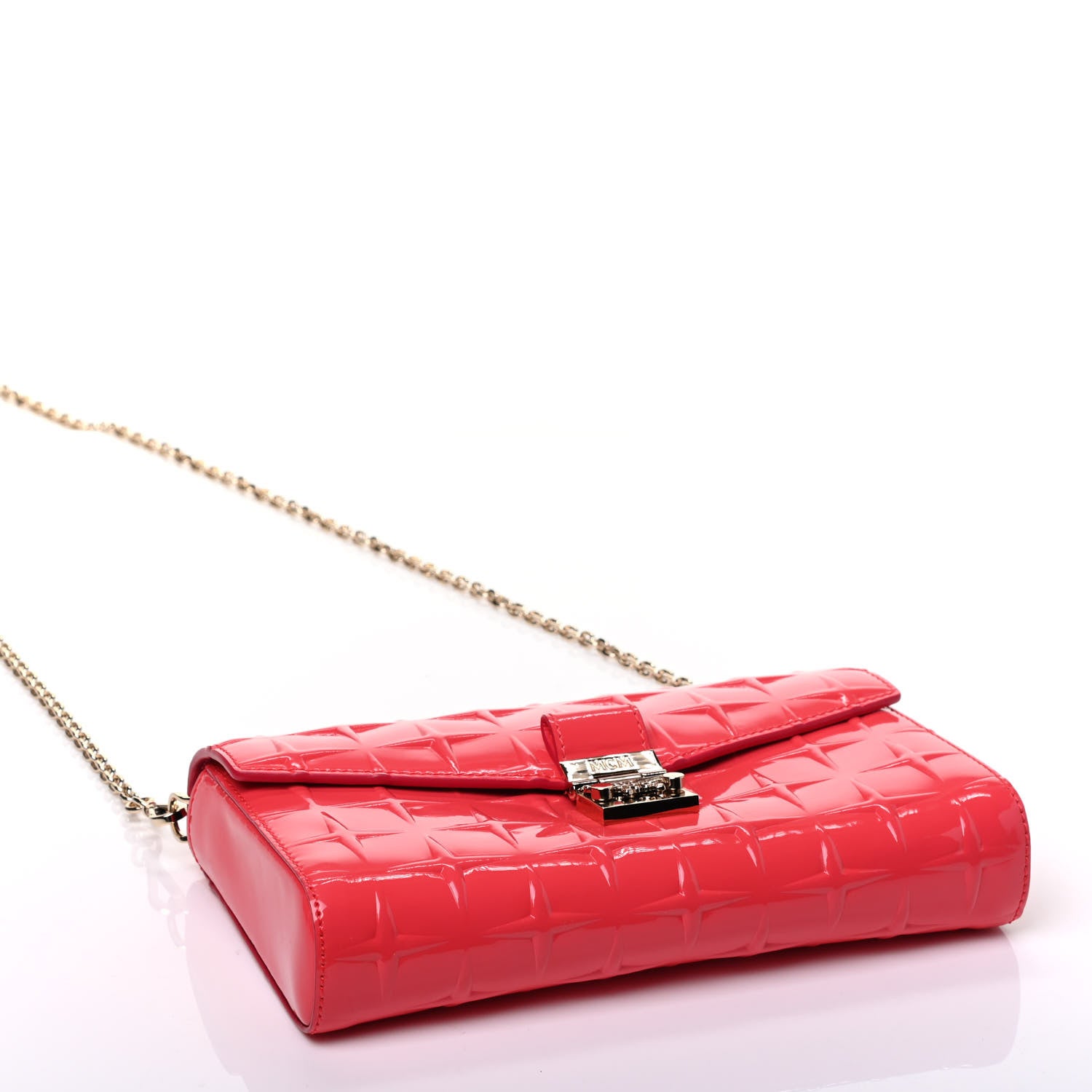 MCM Diamond Patent Medium Millie Crossbody Bag Pink 3 of 8