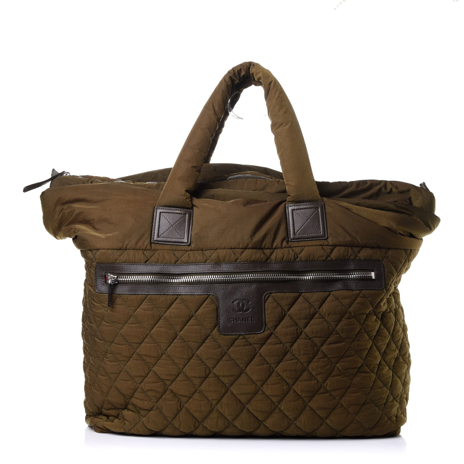Chanel Nylon Quilted Large Coco Cocoon Shopping Tote Green 1 of 16