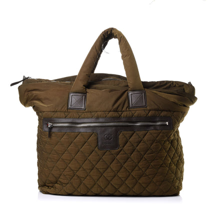 Chanel Nylon Quilted Large Coco Cocoon Shopping Tote Green 1 of 16